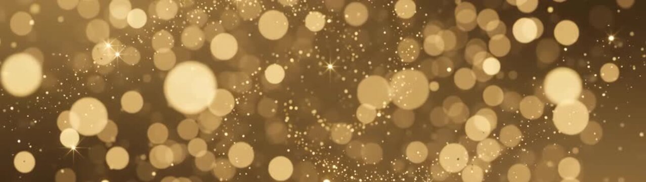 Luxury celebration and festive background golden bokeh lights with floating particles elegant holiday atmosphere and glowing magic dust motion.