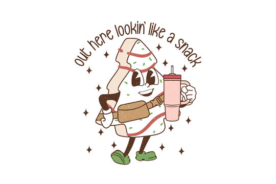 Out here lookin' like a snack quote retro marshmallow smore character Sublimation Design