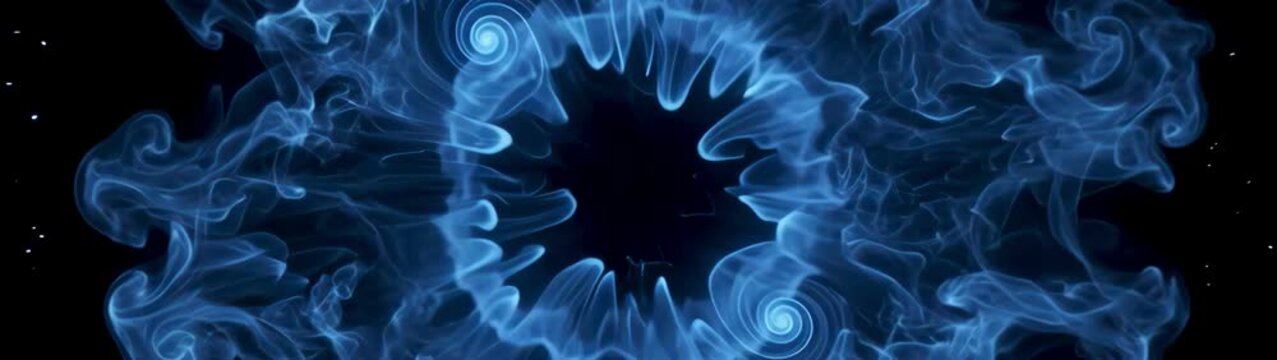 Energy explosion and shockwave concept blue plasma ring expanding in dark space slow motion abstract particle effect for sci-fi and gaming visuals.