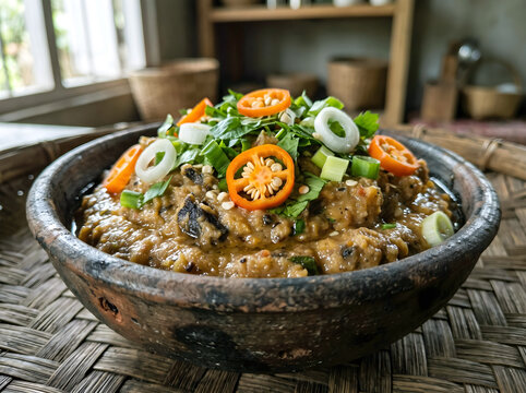 Authentic Manipuri Eromba Fermented Fish Vegetable Mash Tribal Bowl Northeast
