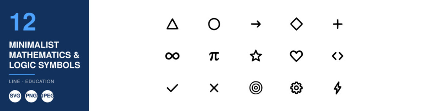 Minimalist Mathematics and Logic Symbols Nameplate, Clean Design, Education Concept