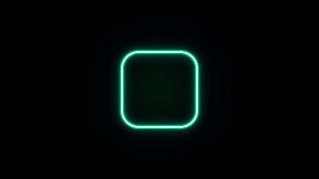 Neon rectangles pulse with a green light on a black background creating a digital effect rectangle glow geometric minimal abstract