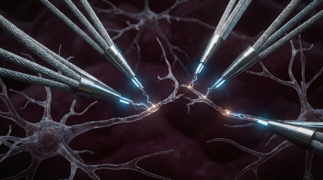 Microscopic Neural Probes Stimulating Brain Synapses for Neurological Healing