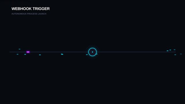 Webhook trigger animation with autonomous process launch rocket icon for automation, workflow, system integration, digital transformation, software deployment