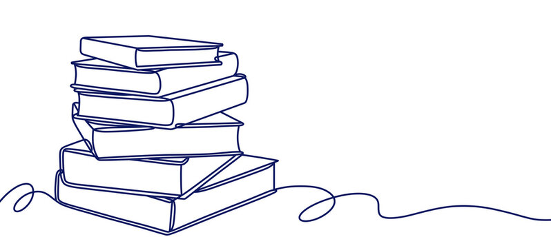Line art illustration of a stack of books symbolizing knowledge and learning