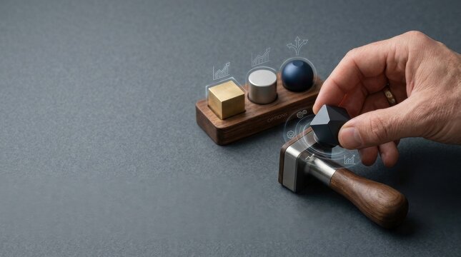 Hand of a person turning a button on a wooden block to represent financial headroom and capacity management