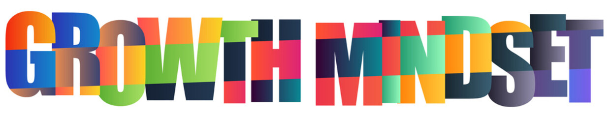 Colorful growth mindset typography with bold letters on isolated background © Mahadi