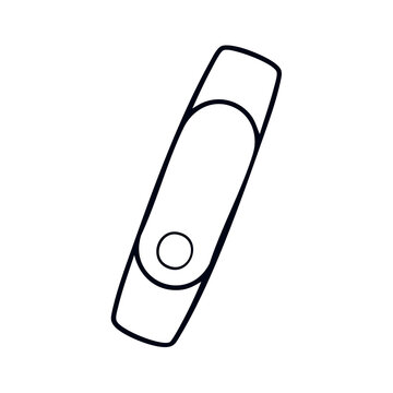 Fitness Tracker Line Art - Smart Wristband Vector Illustration for Health Monitoring Apps, Wearable Technology Infographics, and Sports Gadget Icons