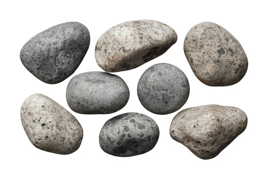 Collection of rounded gray and beige pebbles