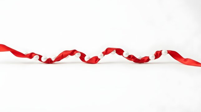 Red ribbon twisted like a human axon nerve cell on a clean white background