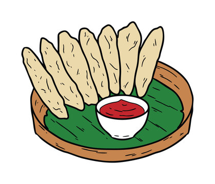 Indonesian Otak Otak Grilled Fish Cake Illustration