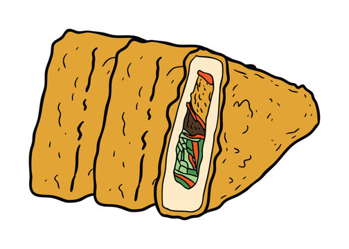 Indonesian Fried Stuffed Tofu Tahu Isi Vegetable Snack Illustration