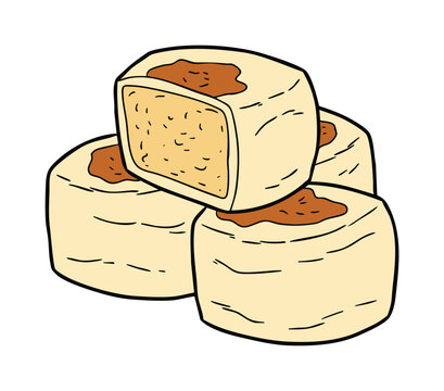 Traditional Indonesian Bakpia Pathok Mung Bean Pastry Illustration