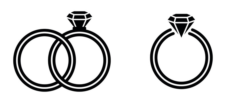 Two diamond rings, one pair and one single, symbolizing love and commitment