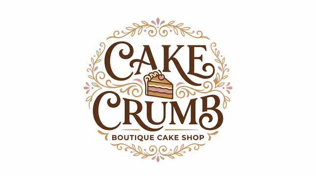 Elegant boutique cake shop logo design with vintage elements for premium bakery branding