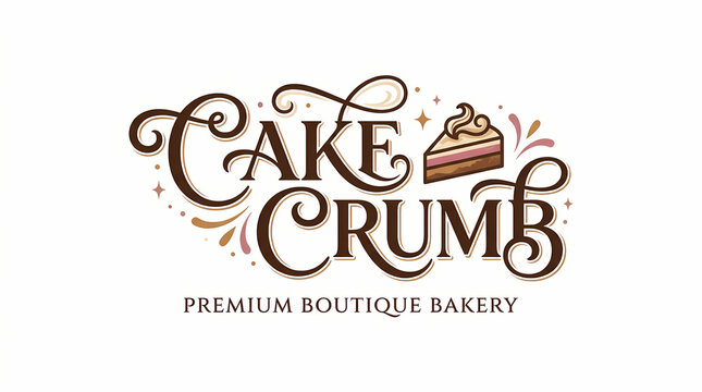 Vintage boutique bakery logo design with cake slice and circular ornament
