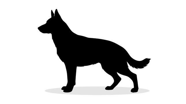 German shepherd dog silhouette vector illustration showing a strong standing posture for professional creative design projects