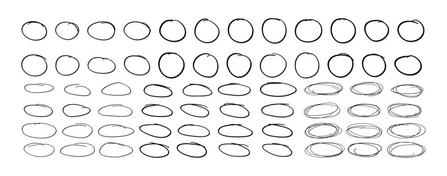 Collection of hand-drawn circles and ovals in various styles and sizes