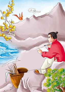 Ancient Chinese folklore and mythology: Wang Mian studied painting. In his childhood, Wang Mian was obsessed with self-study painting.