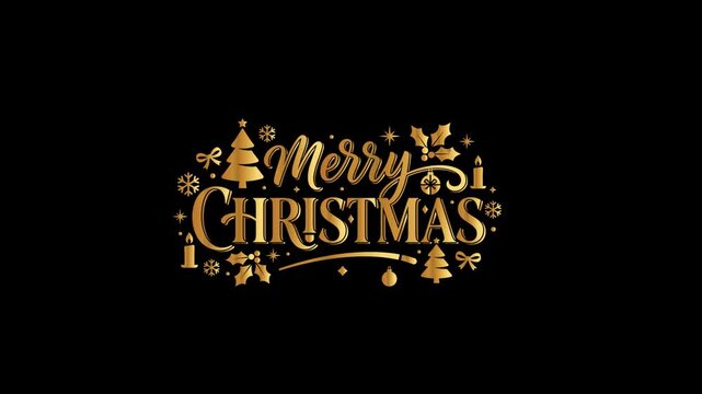 Christmas Glowing Gold Typography Elegant Holiday Message Animation