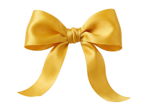 Aesthetic yellow silk ribbon bow element