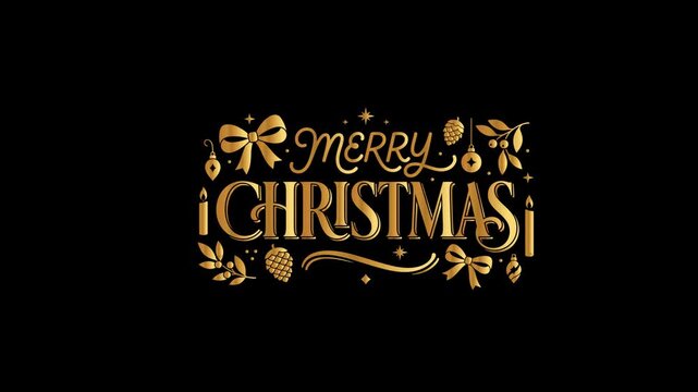 Christmas Classic Golden Lettering Festive Holiday Message Animation