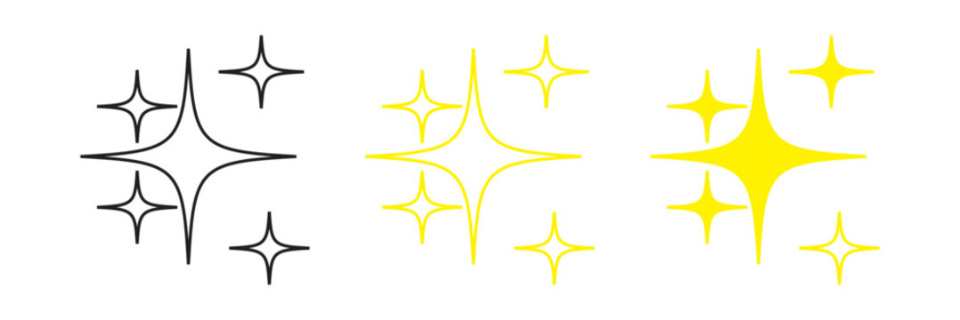Twinkle Star icon. Twinkling star, shining burst. Christmas vector symbols isolated on white background.