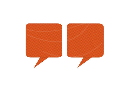 Two orange square speech bubbles for communication and chat messages design element
