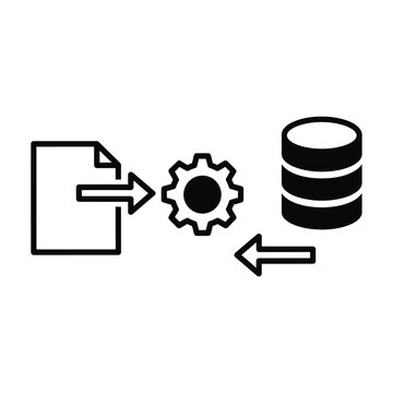 Data processing workflow icon representing file input and database output