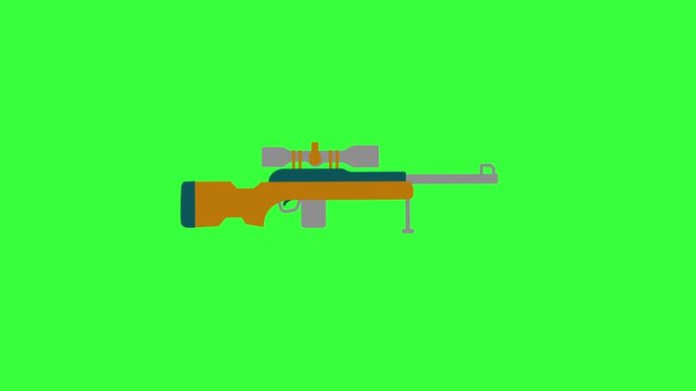 Sniper rifle gun firing animation, long range precision scope weapon shooting animation.
