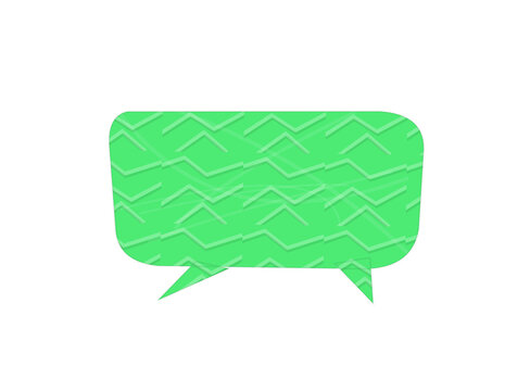 Green speech bubble icon with a simple zigzag pattern design
