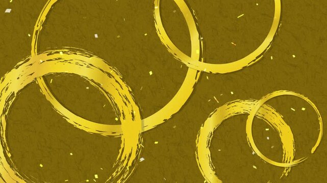 brush circle 02 gold left center 5 right confetti gold fall pattern01 loop （japanese paper pattern gold background）