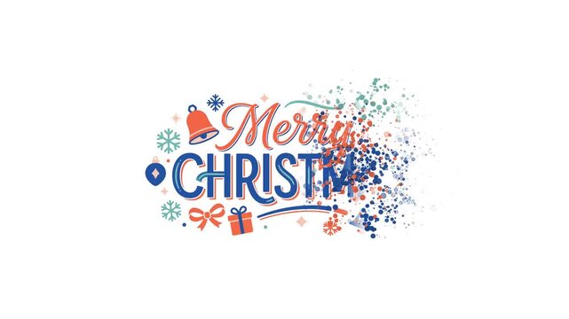 Christmas Festive Colorful Lettering Complete Greeting Reveal Animation