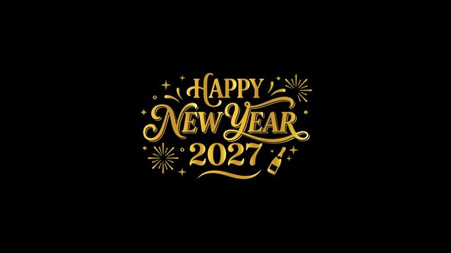 Happy 2027 New Year Golden Particles Elegant Celebration Animation