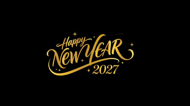 Happy 2027 Golden Particle Celebration Premium New Year Greeting Animation