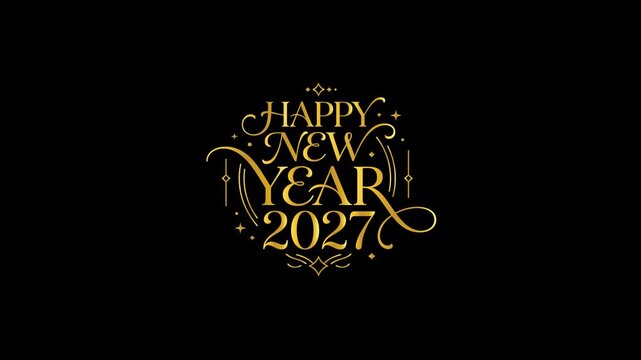 Happy 2027 Elegant Golden Particles Holiday Celebration Motion Graphic