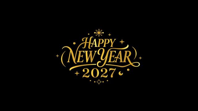 Happy 2027 New Year Gold Particle Greeting Dark Festive Animation