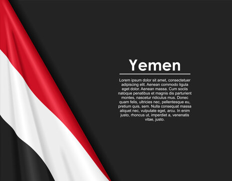 Yemeni waving national flag, symbolizing national pride, ideal for patriotic badges, certificates, or cultural design themes and national holidays. Vector illustration.