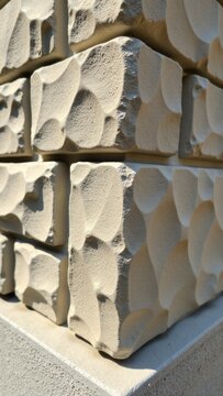 A close-up shot of a wall made of cement blocks, often used as a background or for architectural purposes