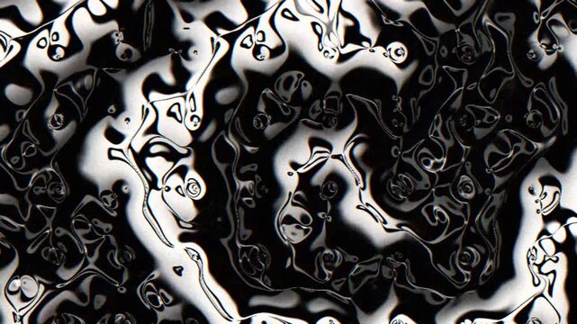 Abstract black and white liquid swirl pattern design with distorted organic flowing shapes