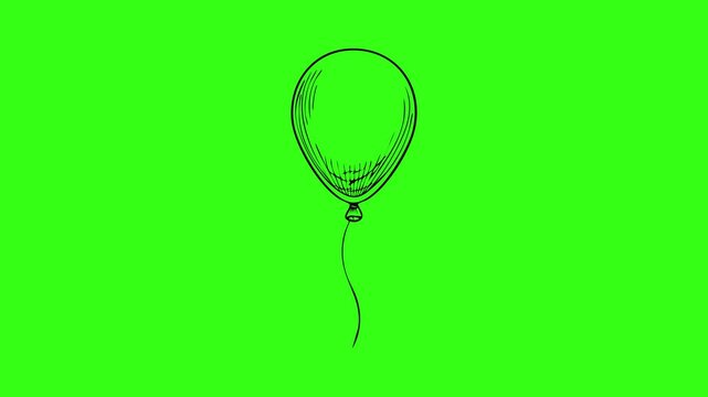 Party balloon sketch outline vector illustration isolated on green screen background