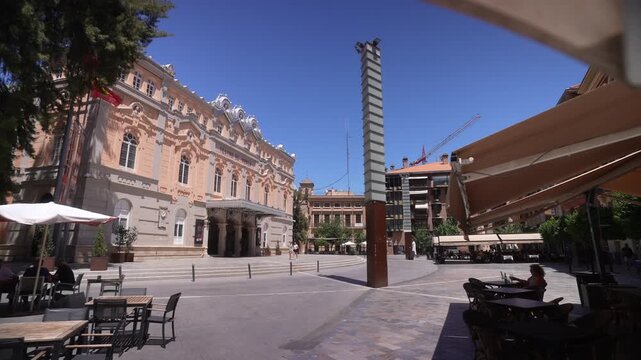 View of Romea Theatre (Teatro Romea) in Plaza Julian Romea on a sunny day, Murcia, Murcia Region, Spain