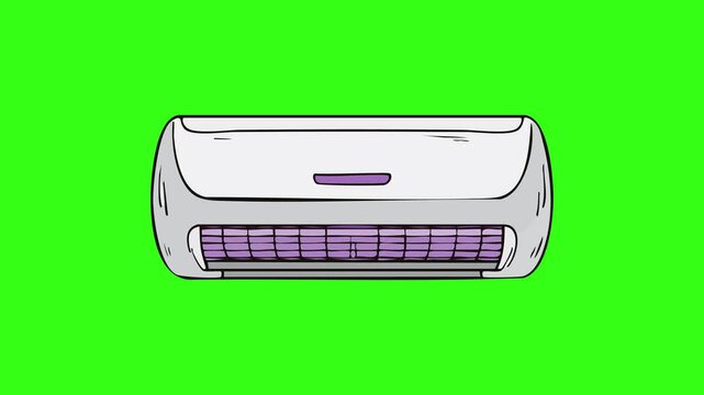 Air conditioner illustration isolated on green screen background