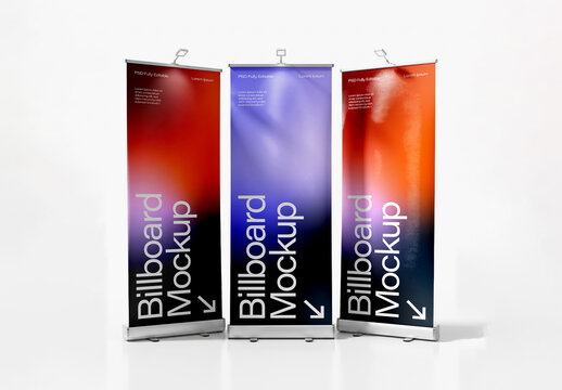 Roll Up Banner Set Mockup
