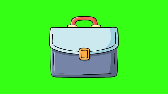 Business briefcase illustration isolated on green screen background