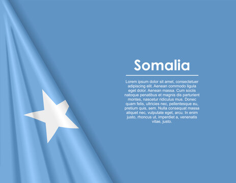 Somalian waving national flag background and placeholder text. Vector illustration.