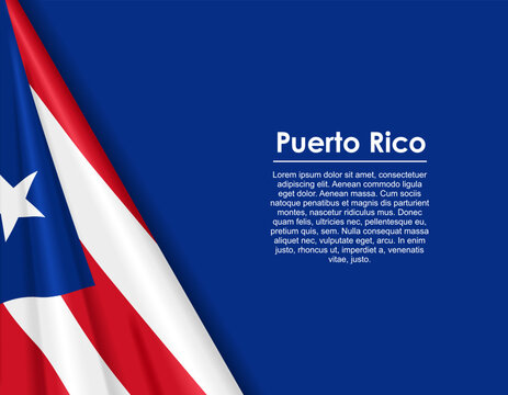 Puerto Rican waving national flag background and placeholder text. Vector illustration.