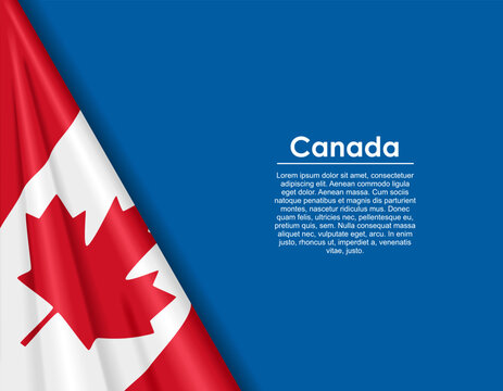 Canadian waving national flag background and placeholder text. Vector illustration.