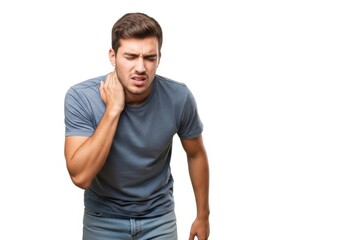 Obraz premium Man touching sore neck in discomfort
