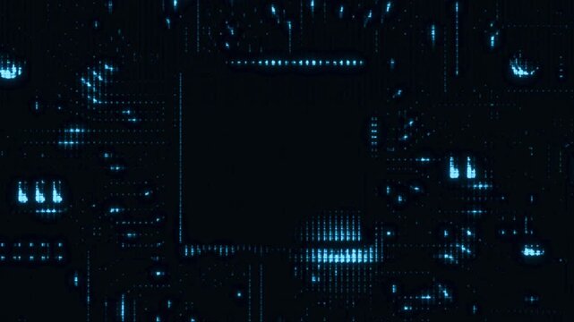 Futuristic Macro View of Computer Microchip and Green Electronic Circuitry
